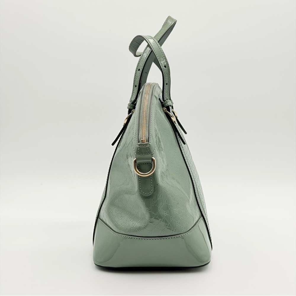 GUCCI MICROGUCCISSIMA NICE PATENT LEATHER DOME SATCHEL – GREEN - Picture 2 of 11